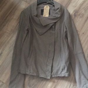 All Saints Kadian leather jacket taupe $500 US8